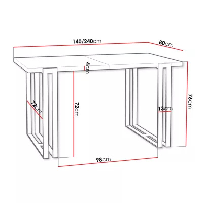 Jídelní stůl rozkládací 140x80 cm HAGA - mramor světlý / černý