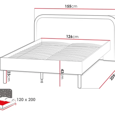 Dětská jednolůžková postel 120x200 HOUKI - dub lanýž / kašmír / hnědá