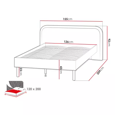 Dětská jednolůžková postel 120x200 HOUKI - dub lanýž / kašmír / hnědá