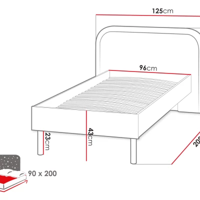 Dětská jednolůžková postel 90x200 HOUKI - dub lanýž / kašmír / hnědá