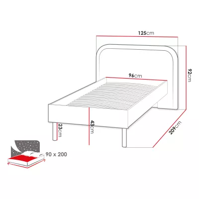 Dětská jednolůžková postel 90x200 HOUKI - dub lanýž / kašmír / hnědá