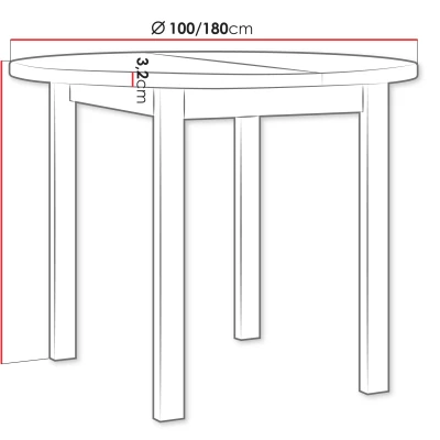 Malý rozkládací kulatý kuchyňský stůl 100 cm BAIRD 4 - bílý