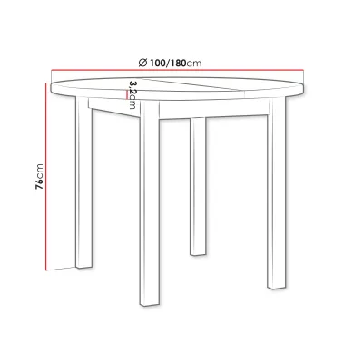 Malý rozkládací kulatý kuchyňský stůl 100 cm BAIRD 4 - bílý