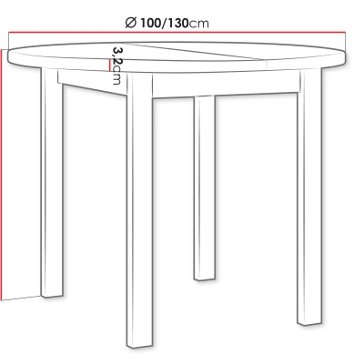 Malý rozkládací kulatý jídelní stůl 100 cm BAIRD 2 - dub artisan / černý