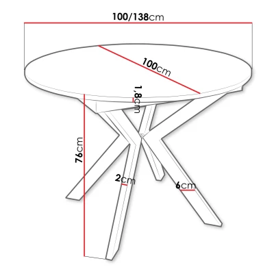 Malý kulatý stůl do kuchyně 100 cm REKITA - mramor světlý / černý