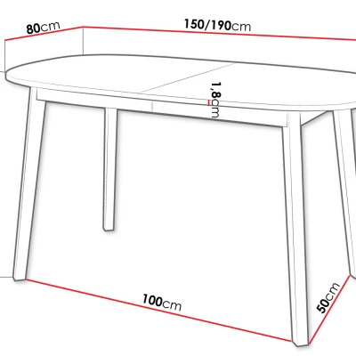 Oválný rozkládací jídelní stůl 150x80 cm JORIS - bílý / černý