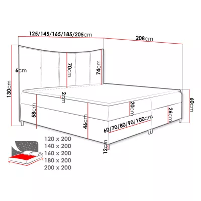 Kontinentální manželská postel 180x200 MORISA 1 - červená + topper ZDARMA