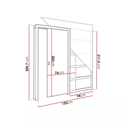 Posuvné dveře do pouzdra SALMA - 70 cm, dub sonoma