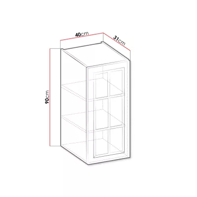 Horní prosklená kuchyňská skříňka 40 cm FRYZIA - bílá