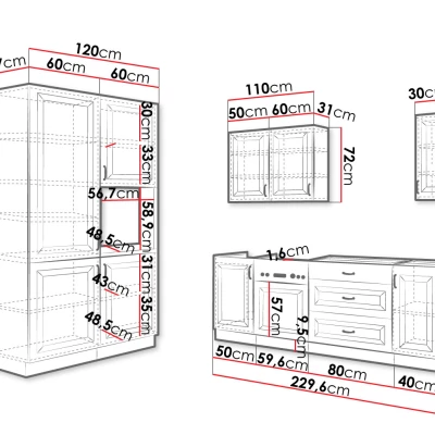 Kuchyňská linka 230/120 cm FRYZIA 2 - bílá