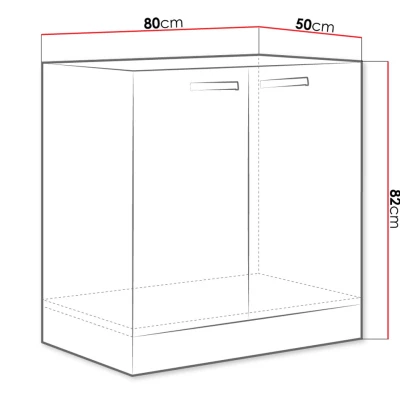 Kuchyňská skříňka pod dřez 80 cm RONG - šedá / lesklá šedá