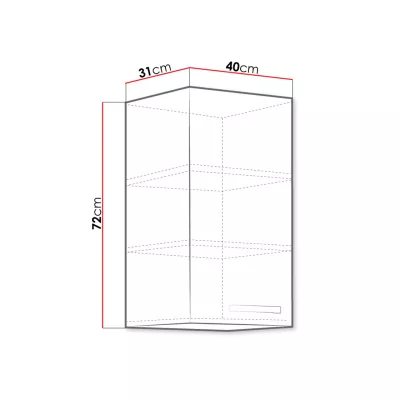 Horní kuchyňská skříň 40 cm GENJI - šedá / lesklá bílá