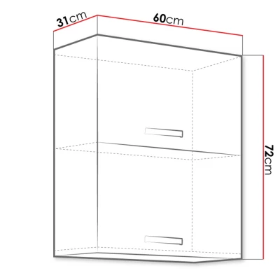 Kuchyňská horní dvoudveřová skříňka 60 cm GENJI - šedá / lesklá bílá