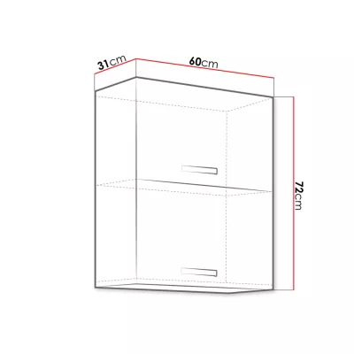 Kuchyňská horní dvoudveřová skříňka 60 cm RONG - šedá / lesklá šedá