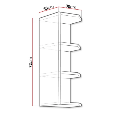 Horní kuchyňská policová skříňka 30 cm RONG - šedá