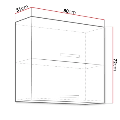 Horní kuchyňská skříňka 80 cm RONG - šedá / lesklá šedá