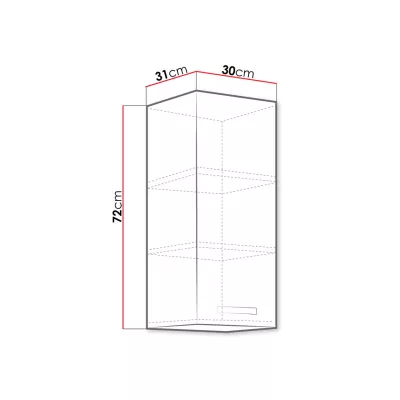 Horní uzavřená kuchyňská skříňka 30 cm RONG - šedá / lesklá šedá