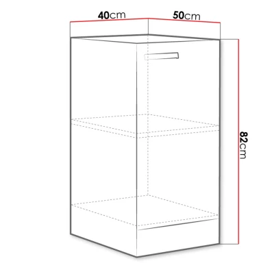 Dolní jednodveřová kuchyňská skříňka 40 cm RONG - šedá / lesklá šedá