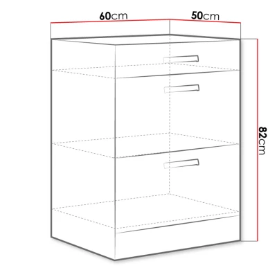 Dolní šuplíková kuchyňská skříňka 60 cm GENJI - šedá / lesklá bílá