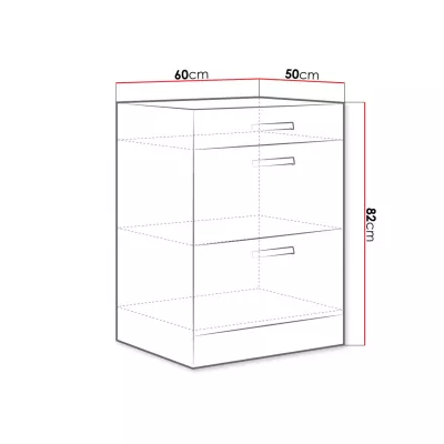 Dolní šuplíková kuchyňská skříňka 60 cm GENJI - šedá / lesklá bílá