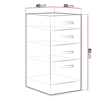 Dolní skříňka se šuplíky 40 cm GENJI - šedá / lesklá bílá