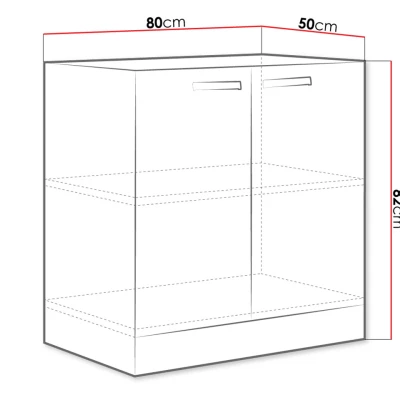 Dolní dvoudveřová kuchyňská skříňka 80 cm GENJI - šedá / lesklá bílá