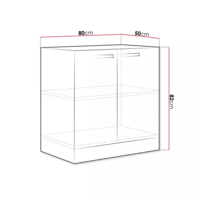 Dolní dvoudveřová kuchyňská skříňka 80 cm GENJI - šedá / lesklá bílá