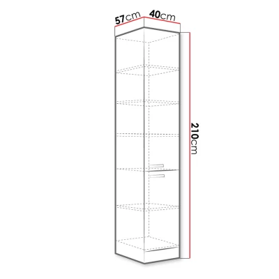 Vysoká kuchyňská skříňka 40 cm RONG - šedá / lesklá šedá