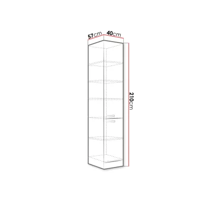 Vysoká kuchyňská skříňka 40 cm RONG - šedá / lesklá šedá