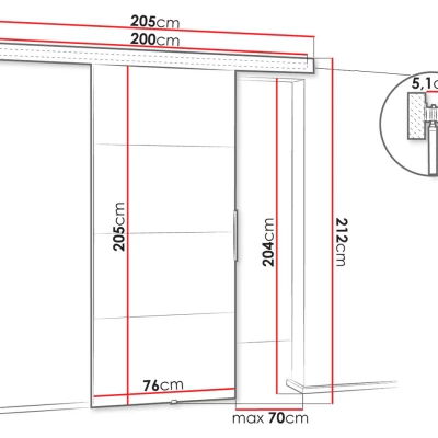 Posuvné interiérové dveře VIGRA 2 - 70 cm, antracitové