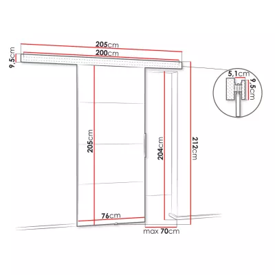 Posuvné interiérové dveře VIGRA 2 - 70 cm, antracitové