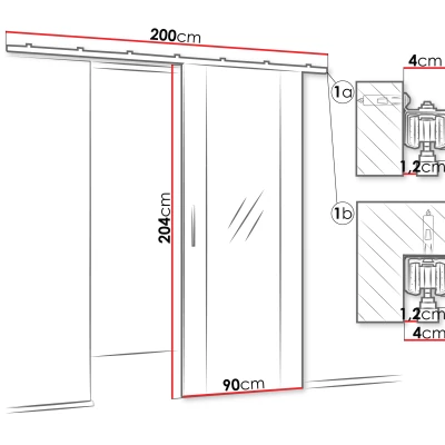 Interiérové zrcadlové posuvné dveře CONROE 2 - 90 cm, kašmír