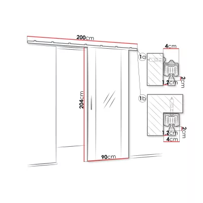 Interiérové zrcadlové posuvné dveře CONROE 2 - 90 cm, dub kraft