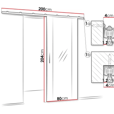 Interiérové zrcadlové posuvné dveře CONROE 2 - 80 cm, kašmír