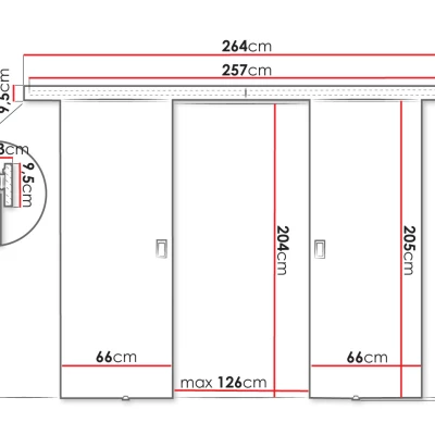 Posuvné dvoukřídlé interiérové dveře SANITA 3 - 132 cm, bílé