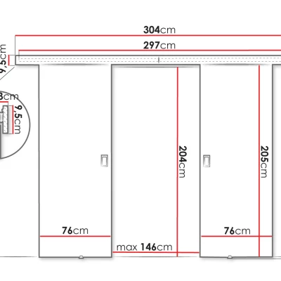 Posuvné dvoukřídlé interiérové dveře SANITA 3 - 152 cm, bílé