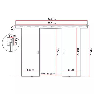 Posuvné dvoukřídlé interiérové dveře SANITA 3 - 172 cm, bílé