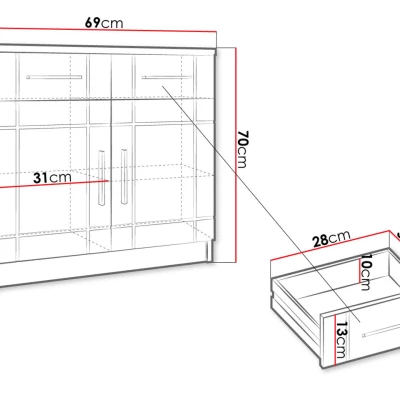 Kombinovaná úzká komoda KILEEN - dub sonoma / bílá