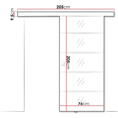 Posuvné interiérové zrcadlové dveře PEARLEN 2 - 70 cm, černé