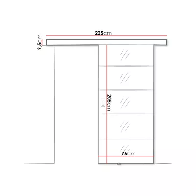 Posuvné interiérové zrcadlové dveře PEARLEN 2 - 70 cm, černé