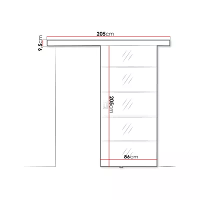 Posuvné interiérové zrcadlové dveře PEARLEN 2 - 80 cm, černé