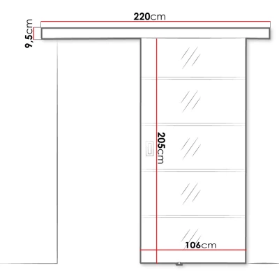 Posuvné interiérové zrcadlové dveře PEARLEN 2 - 100 cm, černé