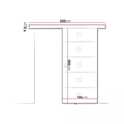 Posuvné interiérové zrcadlové dveře PEARLEN 2 - 100 cm, černé