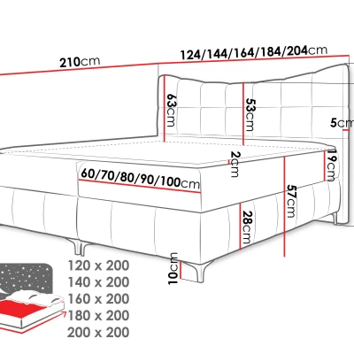 Kontinentální jednolůžková postel 120x200 ZOLZA - latte + topper ZDARMA