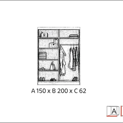 Šatní skříň se zdrcadlem 150/62 POLA - wenge
