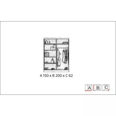 Šatní skříň se zdrcadlem 150/62 POLA - wenge