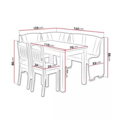 Rohová lavice do kuchyně s 2 židlemi HERFORD - hnědá / béžovohnědá