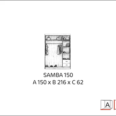 Šatní skříň se zrcadlem 150/62 LINEA - černá