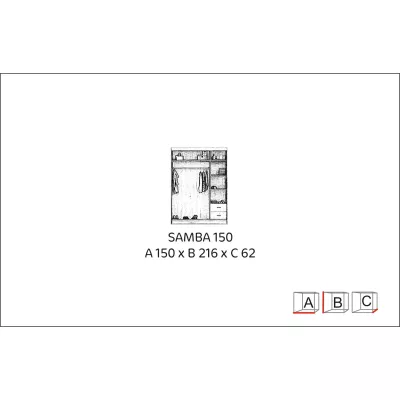 Šatní skříň se zrcadlem 150/62 LINEA - černá