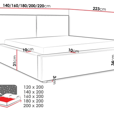 Dvoulůžková postel s úložným prostorem 160x200 LAMESA - šedá